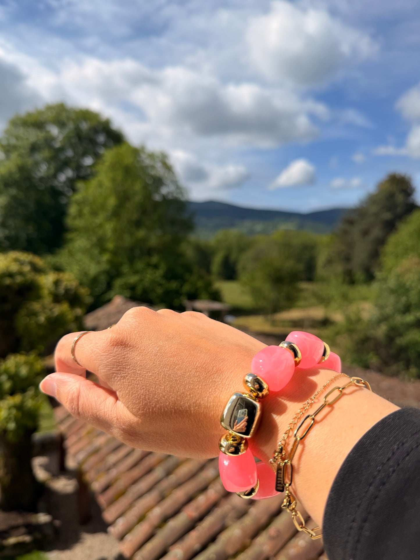 Bracelet cube - Rose Vif